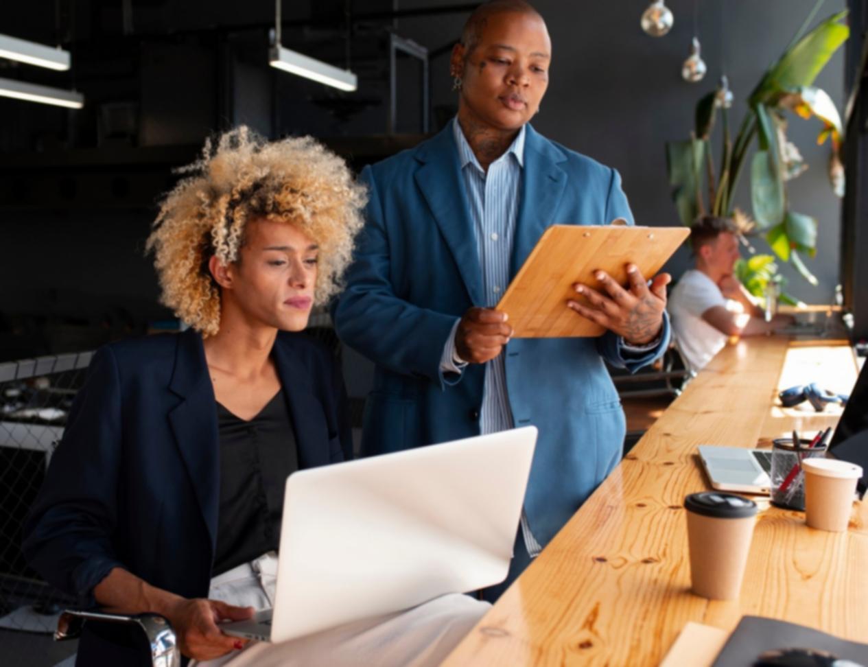 Strategic business planning session with financial documents and analysis charts